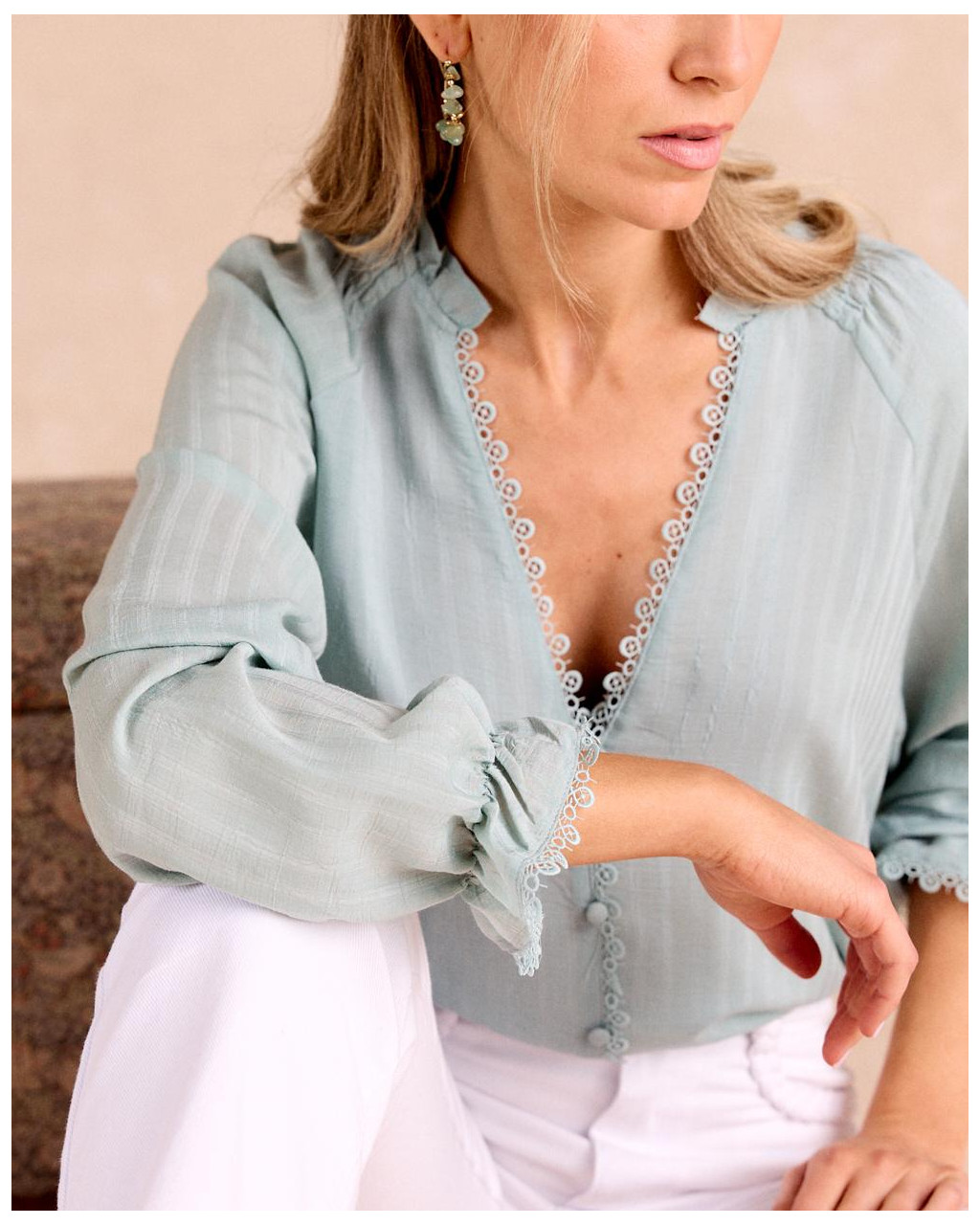 Blouse Alaide à l’eucalyptus | Chemisiers et chemises | Printemps-Été 2025 | Polín et moi