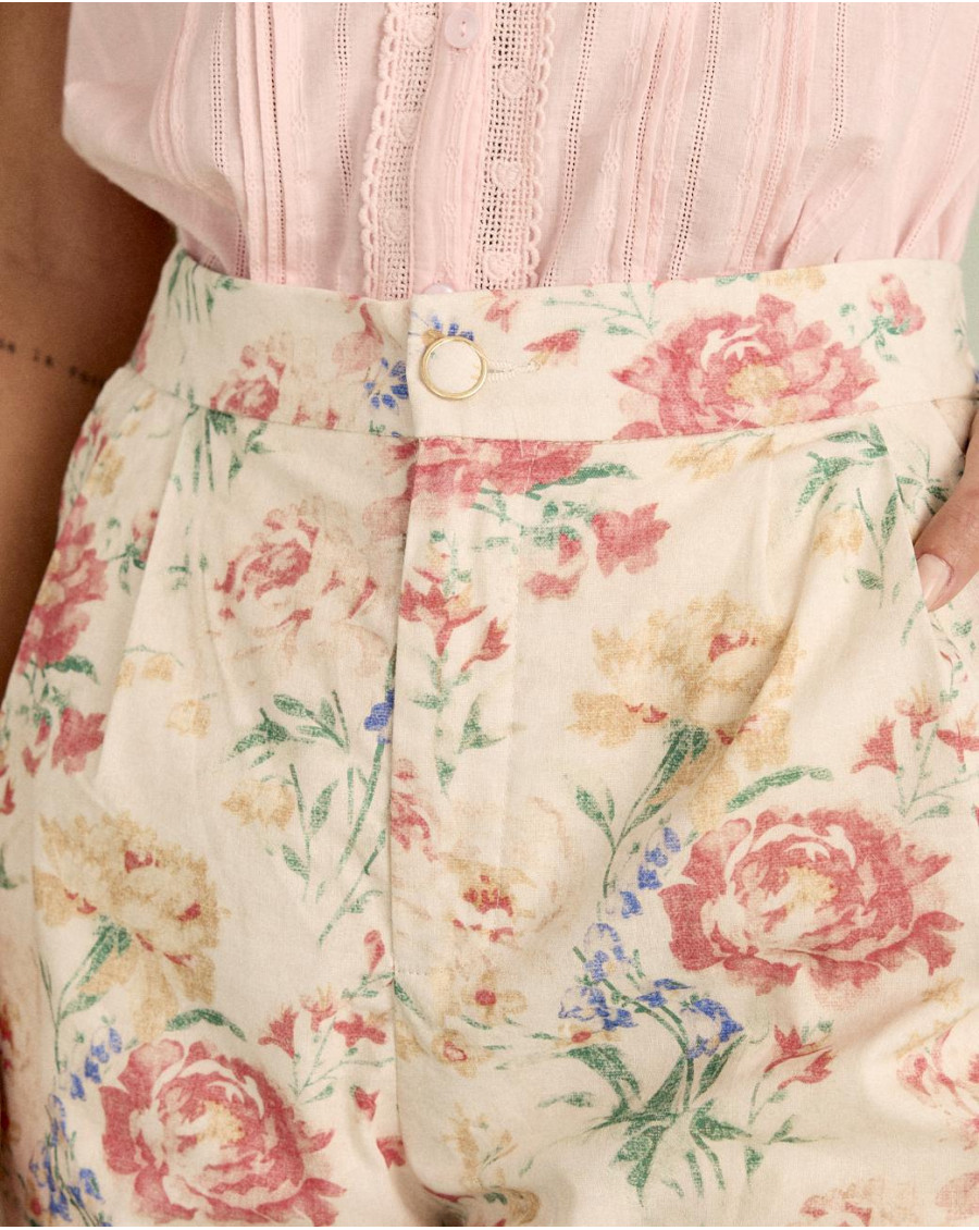 Flores Short Lino Noemí | Pantalons | Printemps-Été 2025 | Polín et moi