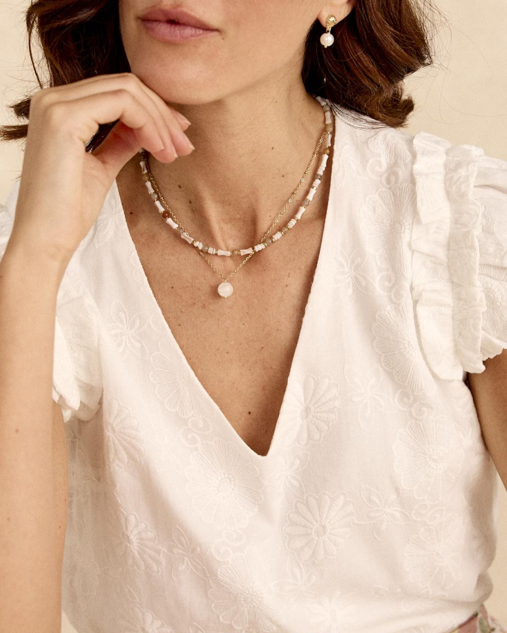 Collier galet avec perle | Accessoires | Printemps-Été 2025 | Polín et Moi